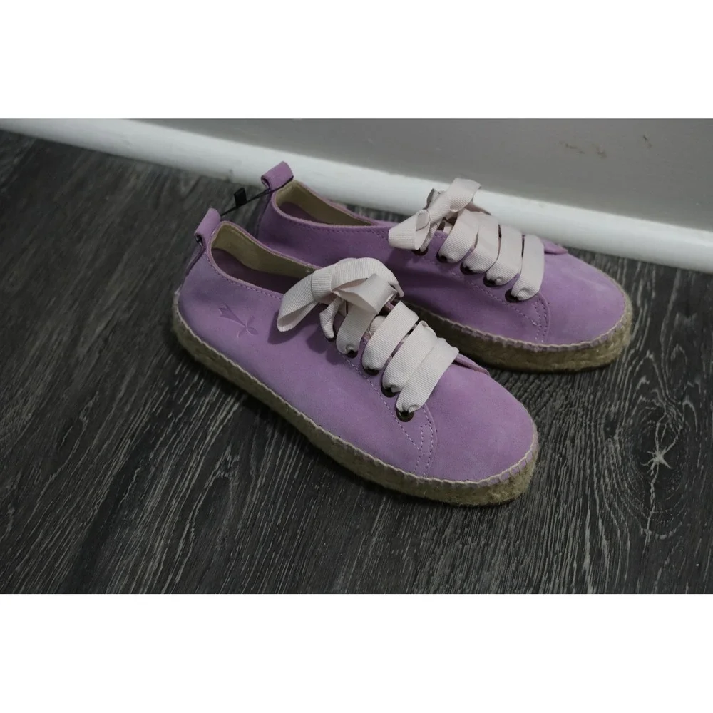 MANEBI Lavender Suede Flat Espadrille Lace‎ Up Shoes Women Size 35 MSRP $392